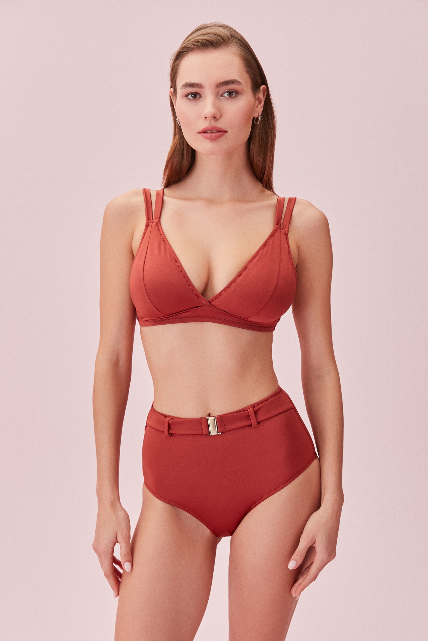 Üçgen Bralet Bikini Üst Kahverengi Suwen