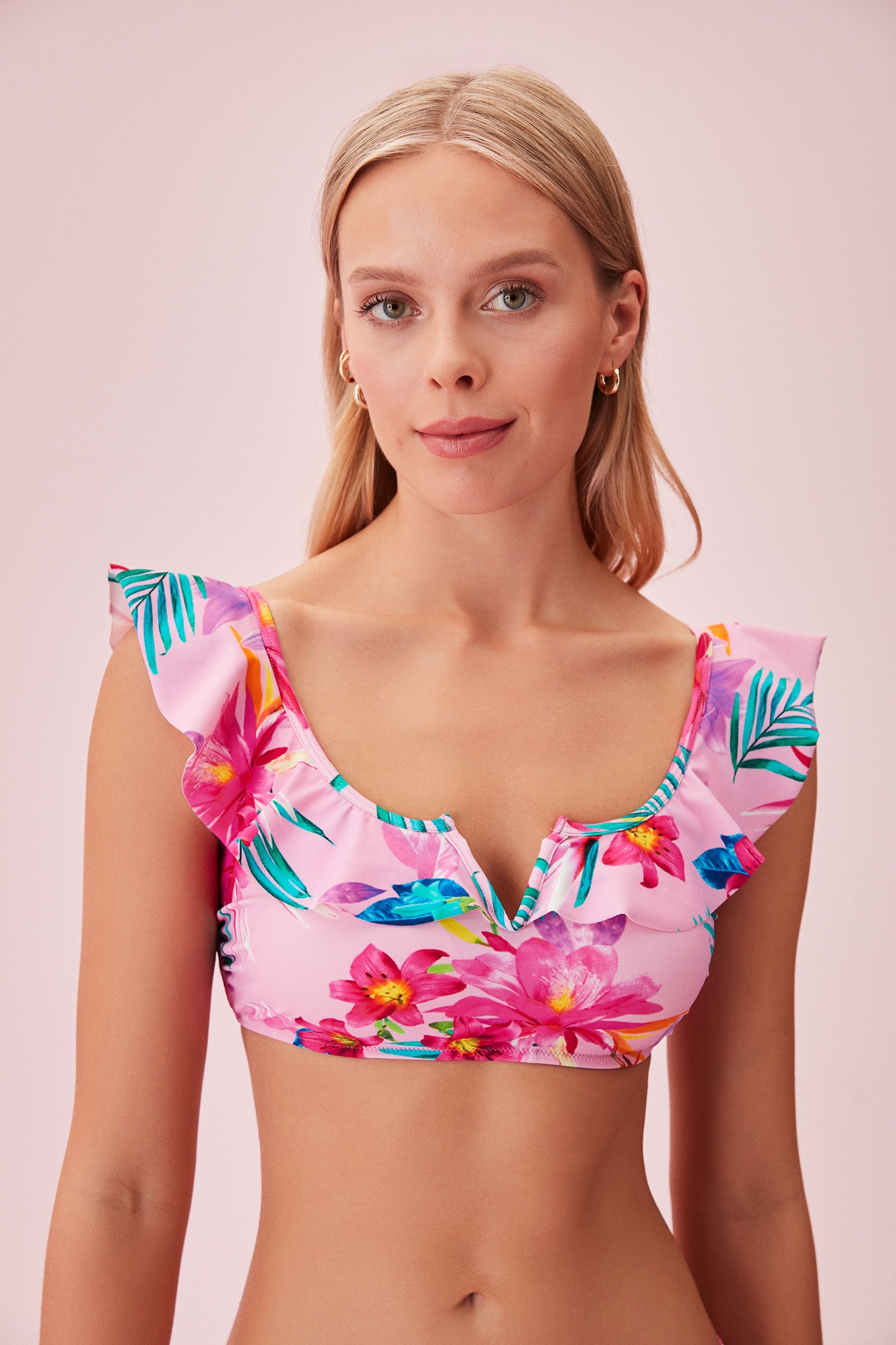 Volanl Bralet Bikini St Pembe Trop Kal Suwen