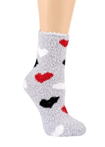 resm Fluffy Soket Çorap - KALP BASKILI