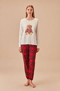 Teddy Bear Pijama Takımı - KIRMIZI