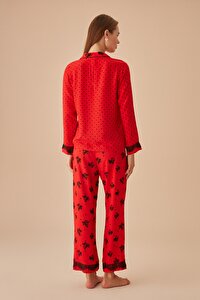 Tiny Maskülen Pijama Takımı - KIRMIZI ÇİÇEK BASKILI