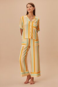 Linepot Maskülen Pijama Takımı - SARI DESENLİ