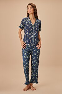 Daisy Maskülen Pijama Takımı - LACİVERT BASKILI