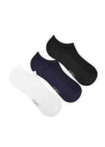 3 lü Paket Görünmez Erkek Çorabı - SİYAH/BEYAZ/LACİVERT