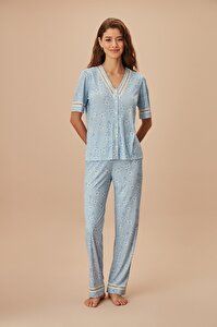 Young Mother Maskülen Pijama Takımı - MAVİ