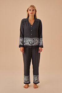 Fall Maskülen Pijama Takımı - SİYAH BASKILI