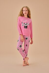 Panda Çocuk Pijama Takımı - PEMBE