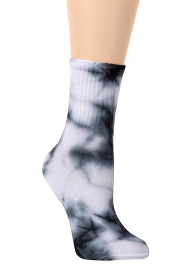 Resim Tie Dye Soket Çorap - SİYAH
