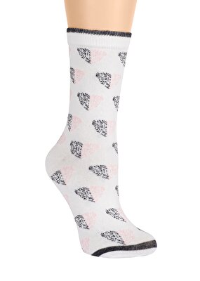 Resim Fancy Soket Çorap - KALP BASKILI